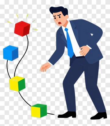 Businessman Looking At Colorful Blocks PNG