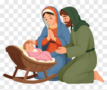 Holy Family Adoring Baby Jesus PNG