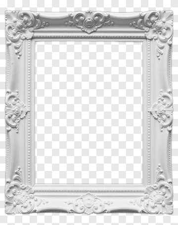 Ornate White Picture Frame PNG