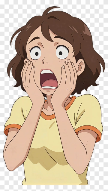 Surprised Woman In Yellow Shirt PNG