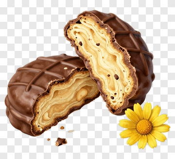Chocolate Wafer With Cream Filling And Flower PNG