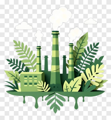 Industrial Factory Surrounded By Greenery PNG