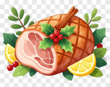 Holiday Ham With Citrus And Greenery PNG