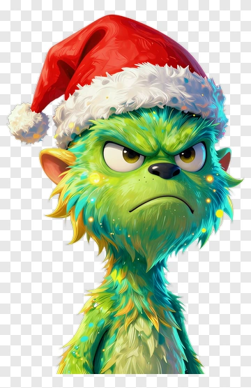 Cartoon Grinch Wearing A Santa Hat PNG