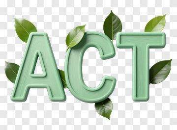 Green Act Letters Surrounded By Leaves PNG