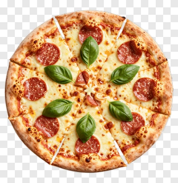 Pepperoni Pizza With Fresh Basil PNG