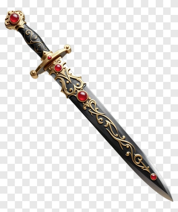 Ornate Sword With Red Gems PNG