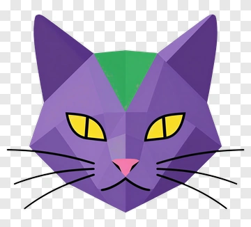 Geometric Purple Cat Face PNG