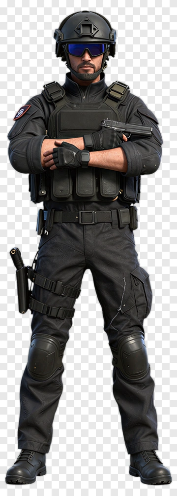 Tactical Soldier Standing With Weapon PNG