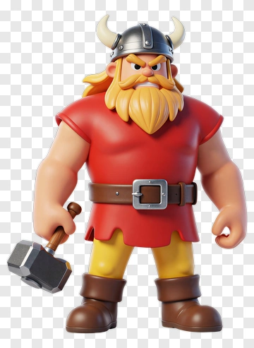 3D Viking Warrior Holding A Hammer PNG