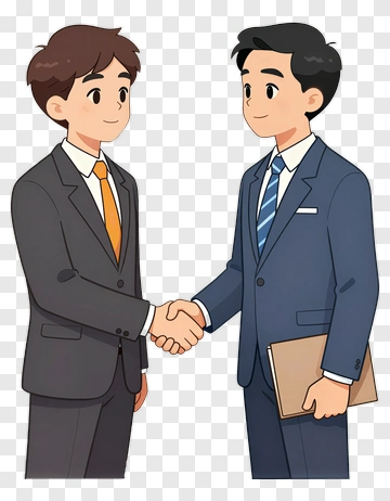 Cartoon Businessmen Shaking Hands PNG