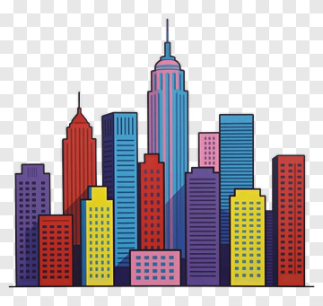 Colorful City Skyline Illustration PNG