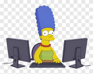 Cartoon Woman Sitting At A Computer PNG