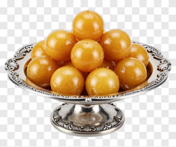 Silver Platter With Golden Spheres PNG