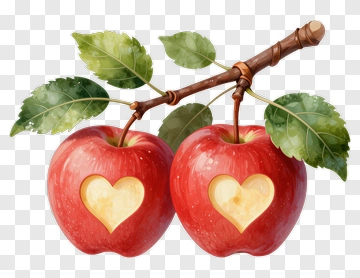 Red Apples With Heart Shapes PNG