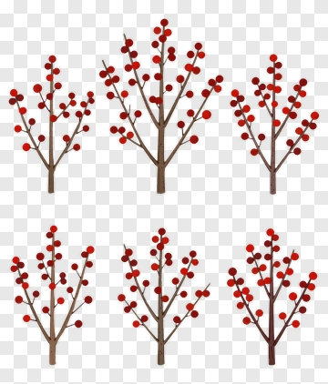 Colorful Tree With Red Berries PNG