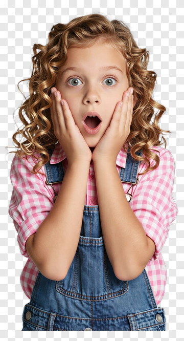 Surprised Girl With Curly Hair PNG