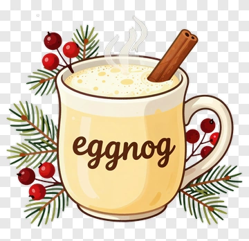Eggnog In A Mug With Cinnamon Stick And Berries PNG