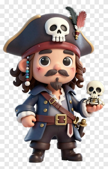 Cartoon Pirate Holding A Skull PNG