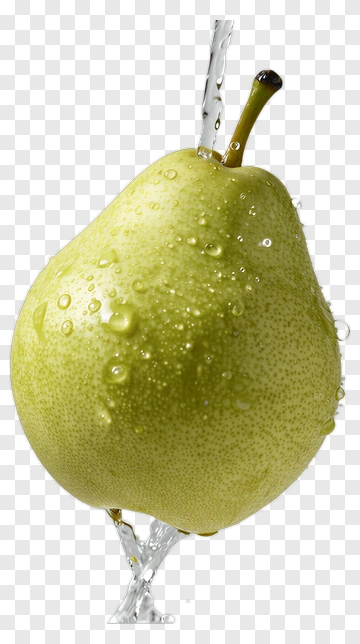 Fresh Green Pear With Water Splash PNG