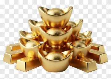 Gold Ingots And Bars Arrangement PNG