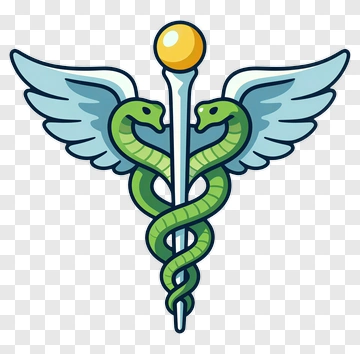 Caduceus Symbol With Winged Snakes PNG