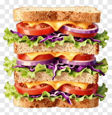 Stacked Sandwich With Lettuce And Tomato PNG