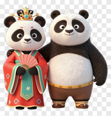 Cartoon Panda Couple PNG