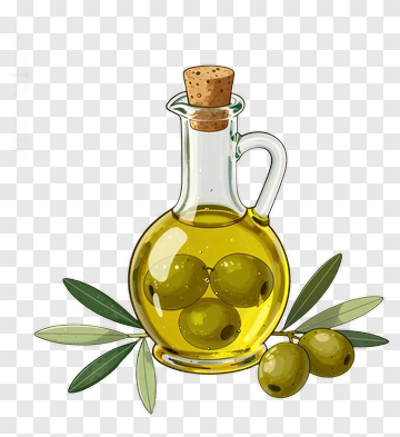 Olive Oil Bottle With Green Olives PNG