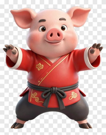 Cartoon Pig Wearing A Red Outfit PNG