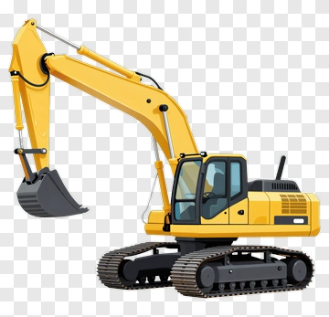 Yellow Excavator With Hydraulic Arm PNG