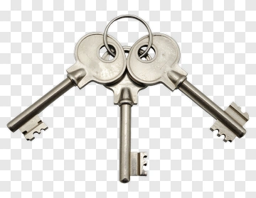 Set Of Three Metal Keys On A Keyring PNG