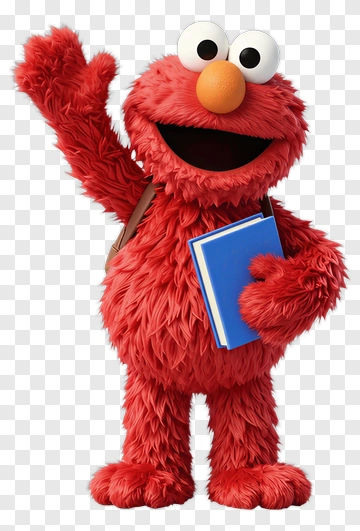 Elmo Holding A Book And Waving PNG