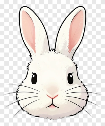 Cartoon White Rabbit Face PNG