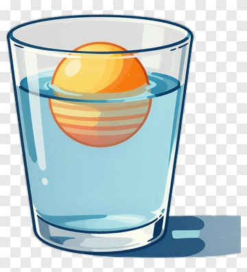 Glass Of Water With Floating Orange Sphere PNG