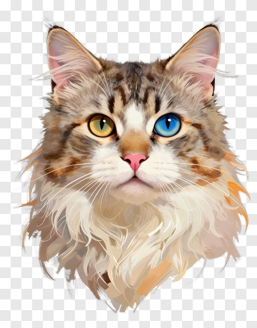 Colorful Cat With Unique Eyes PNG