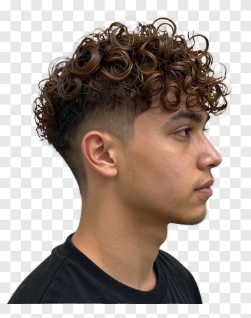 Young Man With Curly Hair PNG