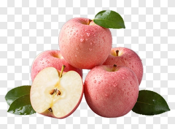 Fresh Pink Apples With Leaves PNG
