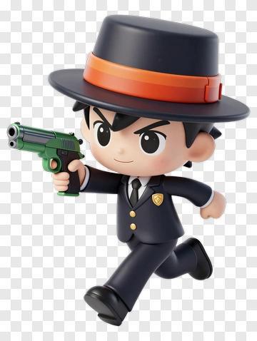 Cartoon Detective Holding A Gun PNG
