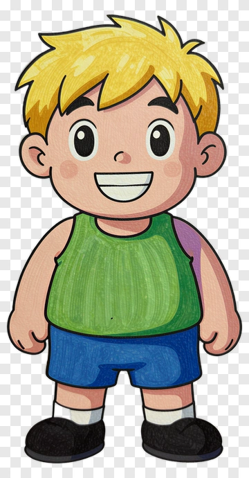Cartoon Boy With Blonde Hair Wearing A Green Shirt PNG