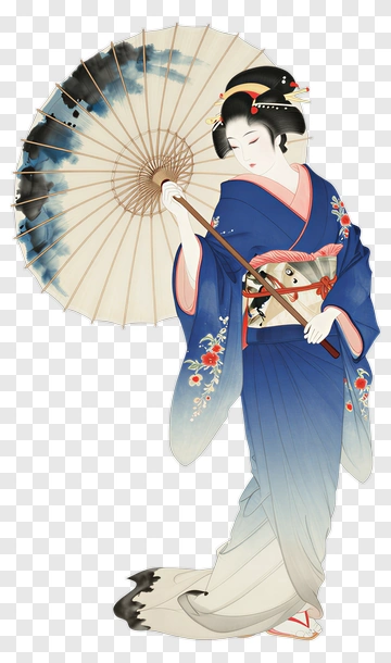 Geisha Holding A Traditional Umbrella PNG