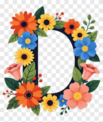 Floral Letter D PNG