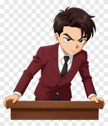 Anime Boy In A Suit At A Desk PNG