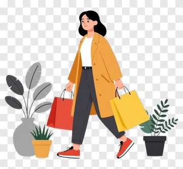 Woman Carrying Shopping Bags PNG