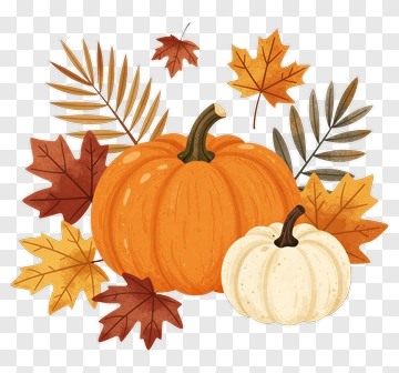 Pumpkin Surrounded By Autumn Leaves PNG