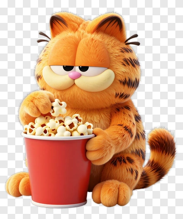 3D Cat Eating Popcorn PNG