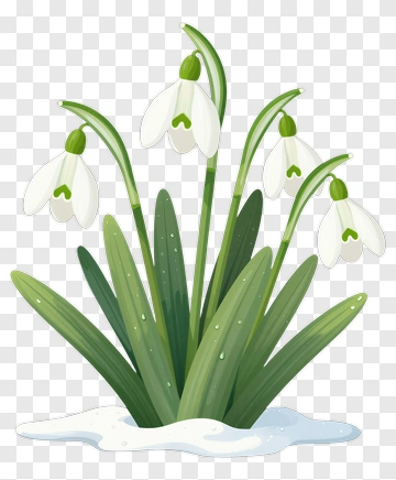 Snowdrop Flowers Emerging From Snow PNG