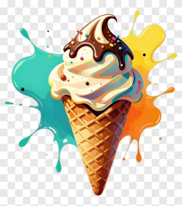 Ice Cream Cone With Colorful Splash PNG
