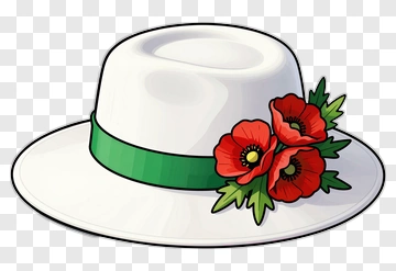 White Hat With Red Poppies PNG