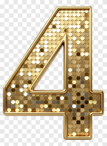 Gold Number Four With Sequins PNG